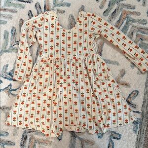 Hanna Andersson Cream and Red Floral Kids Dress